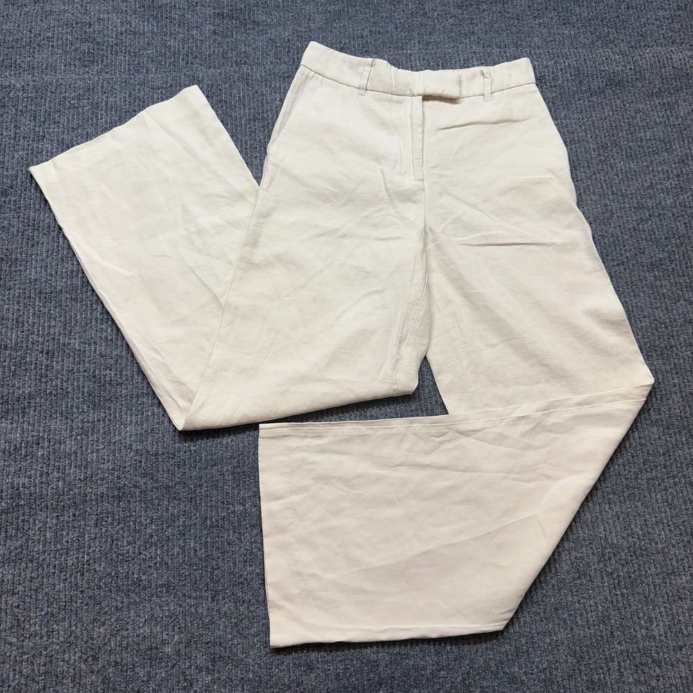 MNG Mango Wide Leg Trousers Womens 4 Beige High Rise Viscose Blend Pants